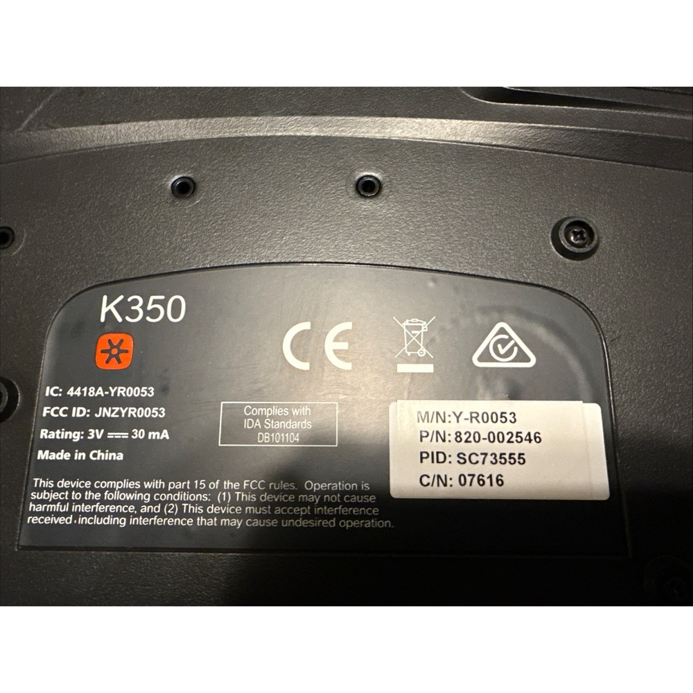 Logitech K350 Ergonomic Keyboard No dongle tested - Picture 3 of 3